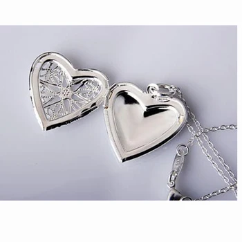 Moda v obliki Srca ljubezen ogrlica, ki jo lahko odprete in dal majhno fotografijo, Votlih breskev srca v obliki polje ogrlica