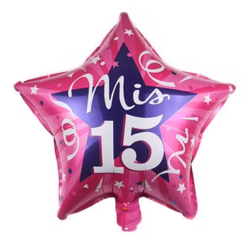 10pcs/lot 18 Inch Mis Kutin Krog StarFoil Baloni Helim Zraka španski Moj Petnajst 15. Rojstni dan Okraski Otroci