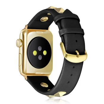 Usnjeni Trak za Apple Watch Band Serije 6/5/4/3/2/SE Moški/Ženske Zapestnica za iWatch 44/42/40/38 mm Moda Zakovice Slog Wristbelt