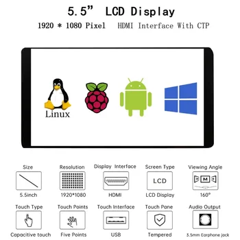 Raspberry Pi 4 Prenosni RAČUNALNIK Linus ali Android LCD 5.5