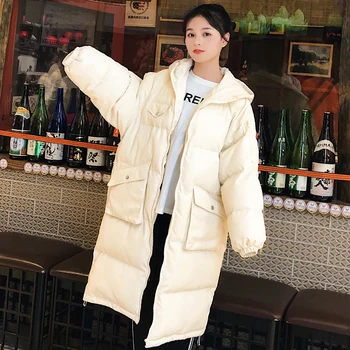 Pozimi Navzdol Bombaž Dekleta 2020 Novo Bombaž-oblazinjena Oblačila Dolgo Zimo Debel Plašč korejska Različica X-dolgo Zadrgo Urad Dama
