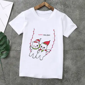 Novost Nove Poletje Wihte Otroci Majice Za Dekle Fantje T-shirt Malo Dekleta T Srajce Božič Mačka Medenjaki korejski T Shirt Priložnostne