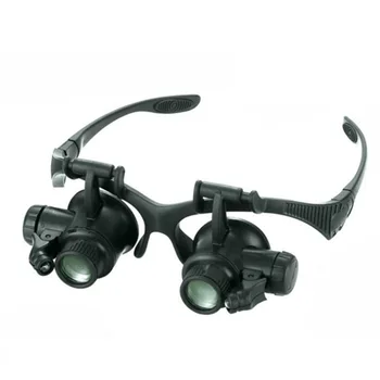 LED Head-Mounted Lupo Dvojno Eye Glasses Loupe Objektiv Zlatar Watch Popravila Meritev Z LED Lučka