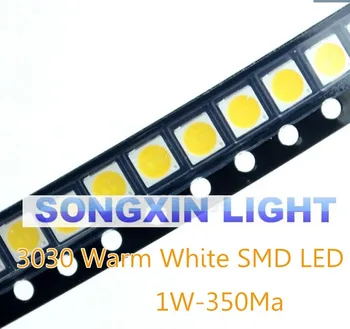 4000pcs/veliko 1W SMD 3030 LED Lučka za Noge 110-120lm Toplo Bela SMD LED Kroglice 1w 3030 led 6v WW AOT