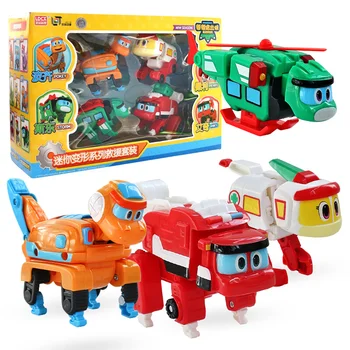 5pcs/set ABS Min Preoblikovanje Gogo Dino figuric REX Deformacije, Avto, Letalo Motornega Žerjav Dinozaver igrače za Otroke