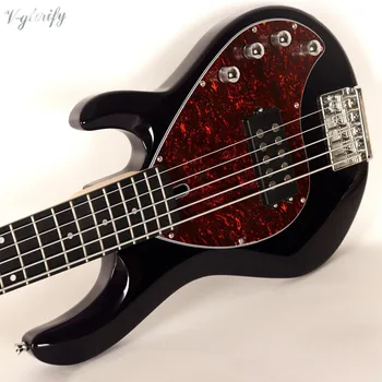 Vijolična barva 5 string električna bas kitara visoke kakovosti z brezplačno vrečko 21 fret Sijajni lak basswood telo kitare