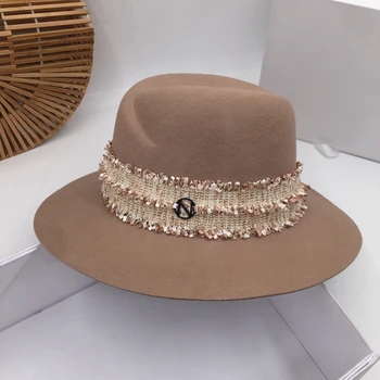 Panama Fedora Evropski in Ameriški new volnene kape znak twining stari N skp angleški klobuk dekle nakupovanje