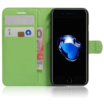 4.7 palčni za Apple iPhone 7 Primeru Denarnice Kartico Stent Lichee Vzorec Primerih Usnja Flip Cover Črnega Zajema i7 ip7 za iPhone7