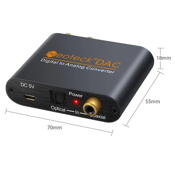 Neoteck DAC Digitalno-Analogni Avdio Pretvornik Adapter za Optični Koaksialni Toslink Optični, da RCA 3.5 MM Jack DAC Za Avdio Ojačevalnik