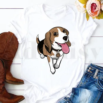 Smešno Beagle pes Živali, Beagles Majice s kratkimi rokavi Ženske T-shirt Kratek Rokav Ženski zgornji deli oblačil Tees Harajuku Modi Letnik