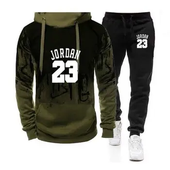 Conjunto de dos piezas de ropa deportiva par hombre, Sudadera con capucha 3D y pantalones de chndal, hiphop jordan 23,3 xl,2020