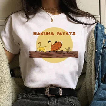 Levji Kralj T Shirt Hakuna Matata Harajuku Ženske Tshirt 90. letih Poletje Tiskanja Priložnostne Ženski Homme Vrh Tee Smešno T-shirt
