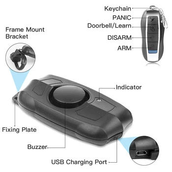 Polnjenje prek kabla USB Daljinski Nadzor Vibracij Opozorilo Kolo, motorno kolo, Električno vozilo, Vozila, Varnostni Alarmi za Dom Senzor Alarm