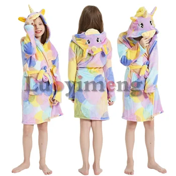 Pozimi Otroci Sleepwear Fox Haljo Pižame Otroci Flanela Toplo Nightgown Za Fante, Dekleta Obleke, 3-12Years Samorog Božič Oblačila