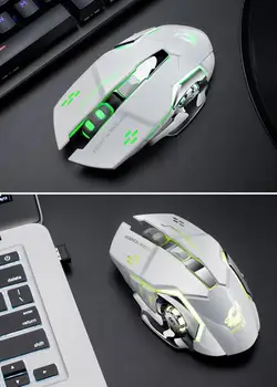 X8 za Polnjenje Brezžično Tiho LED Osvetljen USB Optični Ergonomska Gaming Miška LOL Gaming Miška Deskanje Miško