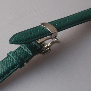 14 mm 16 mm 18 mm 20 mm, Zelena Watchbands iz Nerjavečega jekla, srebrne sponke Visoke Kakovosti Usnja, ki je Gledal pasu trak zapestnica Kuščar Vzorec