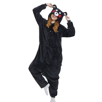 Kigurumi Black Kumamon Nosi Pižamo Živali Stranka, Cosplay Kostum Flanela Onesies Igra Risanka Živali Sleepwear