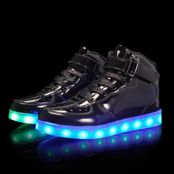 Velikost 25-37 Moda Otroke LED Čevlji za Otroke Fantje Dekleta Žareče Superge z Svetlobna Edini Teen Košare prižgejo LED Buty
