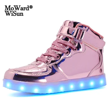 Velikost 25-37 Moda Otroke LED Čevlji za Otroke Fantje Dekleta Žareče Superge z Svetlobna Edini Teen Košare prižgejo LED Buty