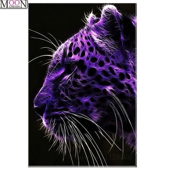 Novo 5D Diy Diamond Slikarstvo Vijolično Leopard Celoten Kvadratni Krog Diamond Vezenje Prečni Stitc Vrh Urad Umetnosti Doma Dekor Živali ,