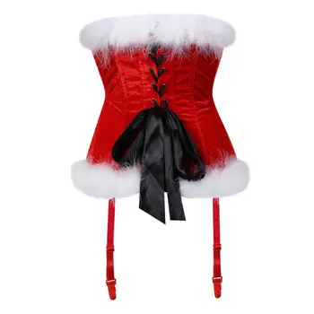 Ženske Burleske Perje Overbust Korzet Božič Božiček Kostum Bow Pokala Telo Oblikovalec Korzet Bustier Perilo Top Plus Velikost
