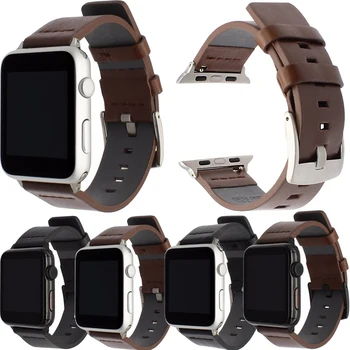 Italijanski Mastno Usnje Watchband za iWatch Apple Watch 38 mm 40 mm 42mm 44 Serije 5 4 3 2 1 Watch Band Jekleno Zaponko Trak Zapestnica