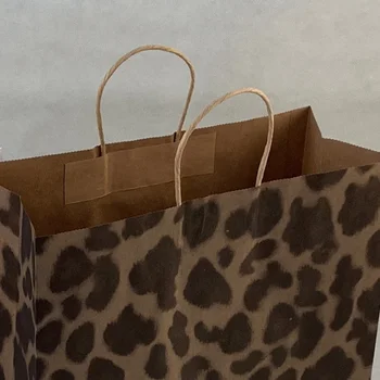 10PCS v Modi leopard kraft papir za vreče, darilni papir torba z ročajem nakupovalne vrečke za pakiranje, vrečke Odlično kakovost 27*21*11 cm