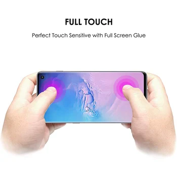 3pieces 3D Ukrivljen Kaljeno Steklo za Samsung Galaxy S10 UV Zaščitnik Zaslon na Dotik Občutljiv Primeru Prijazno