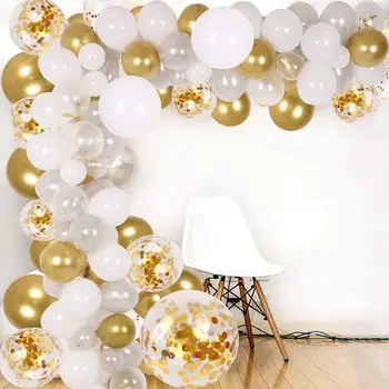 129pcs/veliko Zlato Balon Arch Komplet White Silver Latex Garland Baloni Baby Tuš Dobave Ozadje Poroka Stranka Dekor