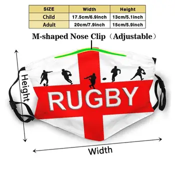 England Rugby Moški Silhuet Moda Usta Maske Filter Za Odrasle Otroci Masko Anglija Zastave Mens Rugby Silhuet Rdeče In
