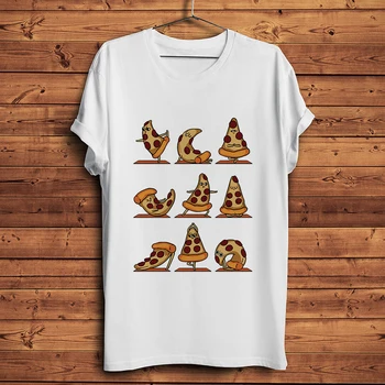 Srčkan Pizza Joga smešno majica s kratkimi rokavi moški poletje nova bela priložnostne tshirt homme kratek rokav ulične t-shirt unisex