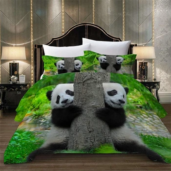 3D Panda Posteljnina Nabor Srčkan Eno Dvojne Rjuhe Kritje Nastavite Tolažnik Kraljica Kralj Twin Polno Posteljno Perilo Za otroke, Odrasle, Tekstil Doma