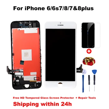 AAA+++LCD Zaslon Za iPhone 6 7 8 6S Plus Zaslon na Dotik Zamenjava Za iPhone 5 5S SE Ne Dead Pixel+Kaljeno+TPU+Orodja
