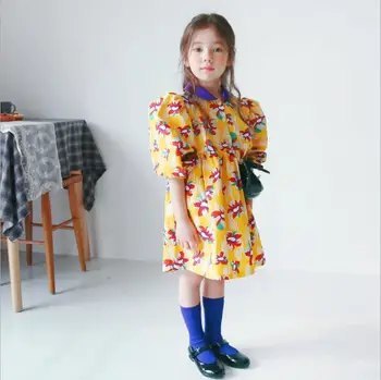 Otrok tiskanja obleko 2020 pomlad jesen novih Cvetje obleko princesss obleko dekleta obleke otroci ins 3-12Y WS1481