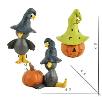 Miniaturni Halloween Vrana in Bučno Figurice Čarovnica Klobuk nizajo Star Retro Zahvalni Dekoracijo Torte Pokrivalo Sklop 3