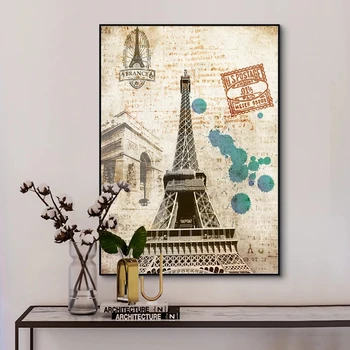 Eifflov Stolp Dekor Platna Slike Plakat francoski Paris Wall Art Natisne Črno in Belo Parizu Krajinske Slike, Stenski Dekor
