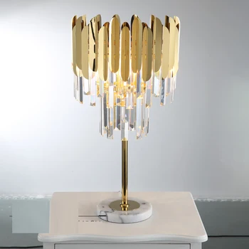 Luksuzni design kristalno tabela luči sodobnih namizne svetilke, AC110V 220V zlato kristalno postelji svetilko