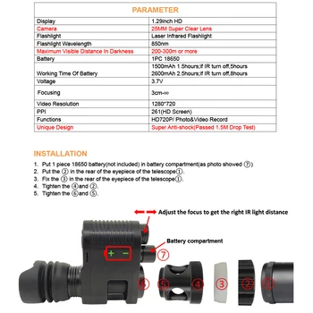 Šok Odpornost Snemanje Videoposnetkov, Infrardeči Laser IR Nočno Vizijo Železniškega Področje Riflescope Kamere Lov Obsegov Red Dot Reflex Sight