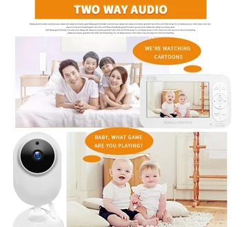 1080P 4.3 Palčni Zaslon Brezžični Video Varuška Baby Monitor s Kamero Varnosti 2MP Babyfoon Monitor Night Vision Baby Monitor