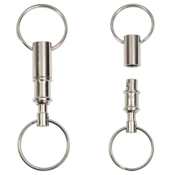 10Pcs 8 cm Dual Snemljiv Key Ring Snap Lock Nosilec Jekla kromiran Pull-Apart KeyRing Hitro Sprostitev Keychain