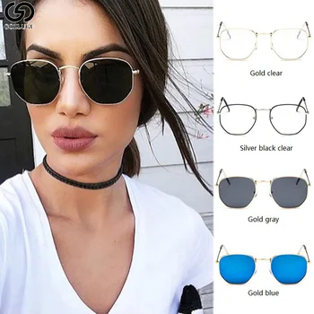 2019 Nov prihod poligon prozorni kvadrat sončna očala dame retro kovinski majhen okvir barva sončna očala UV400 GOZLUGU