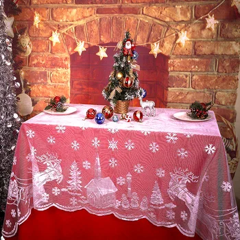 Snežinka Elk Natisnjeni Čipke Prtom Pravokotnik Vesel Božič Santa Claus Dekoracijo Božič Poroko Dekor Houseware