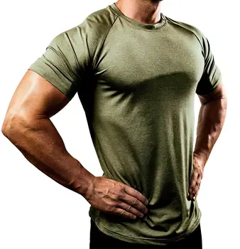 Men ' s Stiskanje T-Shirt Usposabljanje Šport TShirt Quick Dry Fit Fitnes Rokavi Moški Bodybuilding Suh Tee Vrhovi TELOVADNICI Majica Rashgard