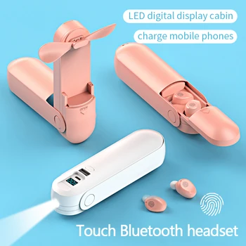 Brezžične Slušalke Bluetooth Polnjenje Primeru LED Zaslon Mini HI-fi Slušalke s preklopom Ventilator Za IOS/Android Telefonov HD Klic