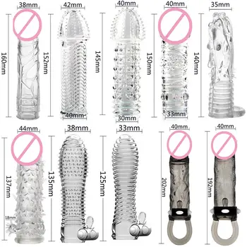 Mehki Silikonski Penis Extender kristalno Rokav Elastična Večkratno uporabo Kondomov Erotično Sex Izdelki Za Moške Zamudo Izliv Odraslih Igrača