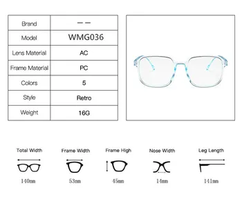 VWKTUUN Kvadratnih Očala Okvir Ženski Eye Glasses Okvir Ženske Moški Letnik Optična Očala Okvirji Anti Modra Svetloba Ponaredek Očala
