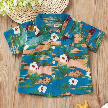 2020 Novih Otroci Oblačila Dekle, Fant Srajce Plaži Na Havajih Počitnice Slog Kratek Rokav Vrhovi Majica Poletje Baby Fantje Bluzo