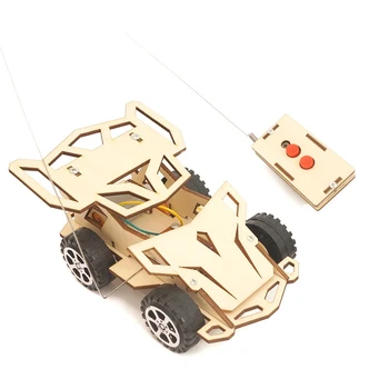 Montira Električno Daljinsko upravljanje dirkalnika 3D Lesene Sestavljanke, Puzzle Igrača DIY Znanost Eksperiment Kit