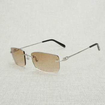 Vintage Rimless Kvadratnih sončna Očala Moški Ženske Kozarci, Kovinski Okvir Očala Odtenki Oculos Gafas za Klub Vožnje Pribor 011N