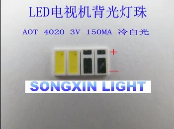 1000pcs AOT LED Osvetlitvijo Sredini Power LED 0,5 W 3V 4020 48LM Cool white LCD Osvetlitev ozadja za TV TV Aplikacijo 4020C-W3C4